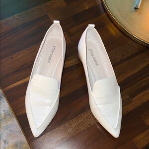 Jeffrey Campbell White Croc-Embossed Pointed Loafers